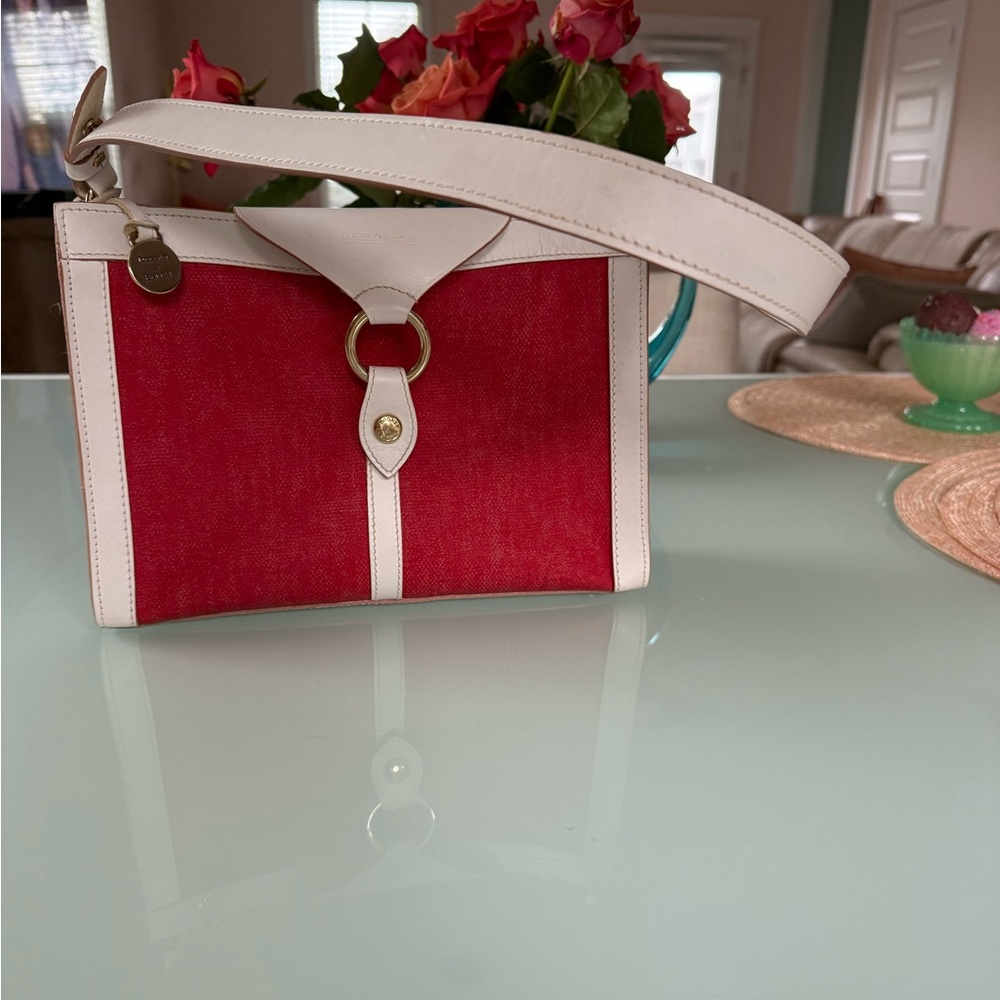 ❤️ Dooney & Bourke All Leather Red & White Shoulder Bag – Classic & Rare